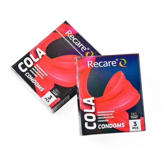 Презервативи з пухирцями та ребрами з ароматом коли, 3 шт Holographic Recare Cola Dotted&Ribbed Condoms