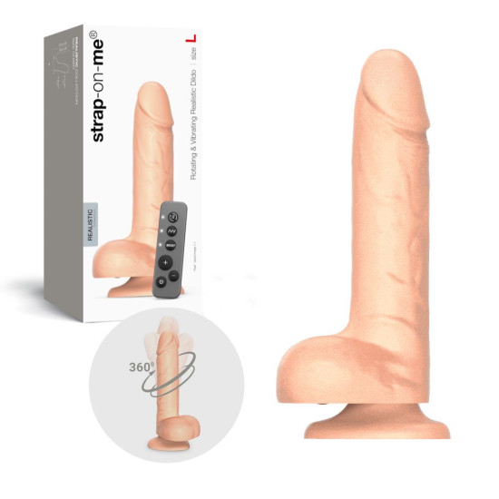 Фаллоимитатор с вибрацией и ротацией, ванильный Strap-On-Me Rotating & Vibrating Realistic Dildo, размер L