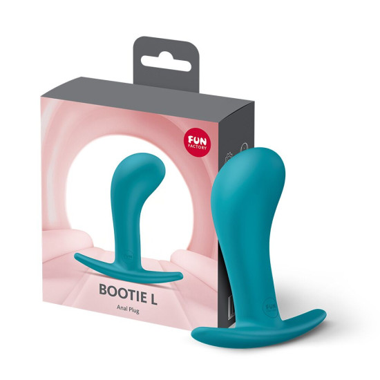 Анальная пробка с тонким ограничетелем, бирюзовая, диаметр 3.8 см Fun Factory BOOTIE L Aquamarine