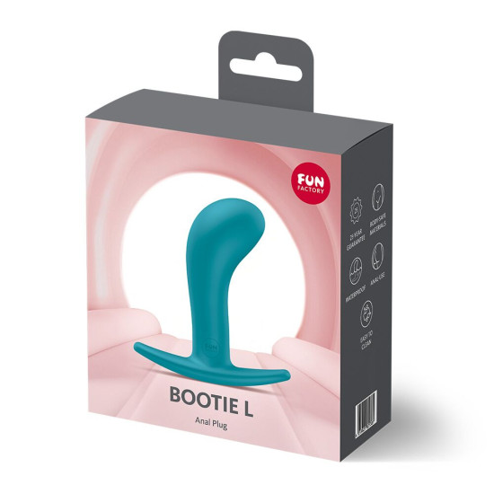 Анальная пробка с тонким ограничетелем, бирюзовая, диаметр 3.8 см Fun Factory BOOTIE L Aquamarine