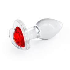 Скляна анальна пробка у формі серця, червона NS Novelties Crystal - Desires - Red Heart, Small