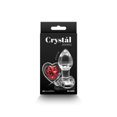 Скляна анальна пробка у формі серця, червона NS Novelties Crystal - Desires - Red Heart, Small