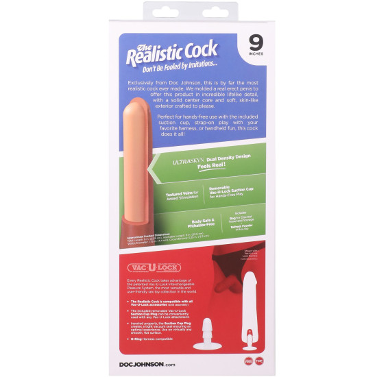 Фалоімітатор, довжина 22.9 см Doc Johnson The Realistic Cock ULTRASKYN - 9 Inch Caramel
