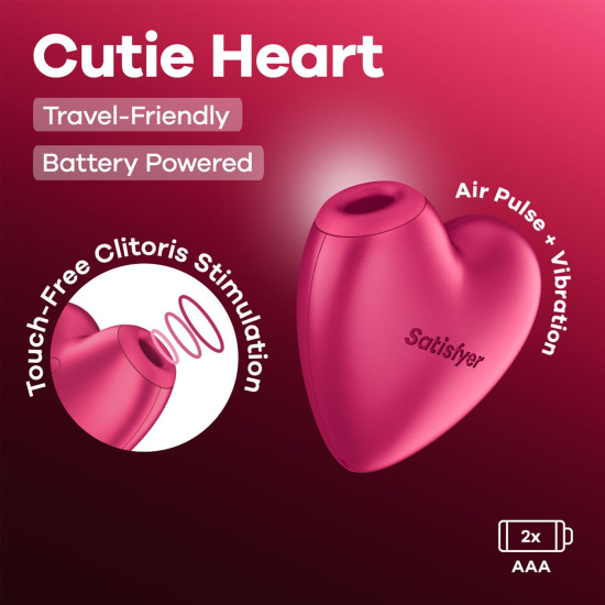 Вакуумний стимулятор-сердечко з вібрацією Satisfyer Cutie Heart Battery Series (пом'ята упаковка)