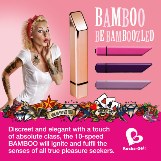 Минивибратор мощный, в цвете розовое золото Rocks Off Bamboo Rose Gold