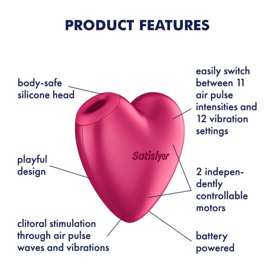 Вакуумний стимулятор-сердечко з вібрацією Satisfyer Cutie Heart Battery Series (пом'ята упаковка)