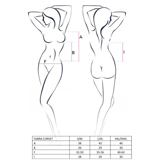 Корсет напівпрозорий з пажами (трусики в комплекті), чорний FABRA CORSET Black, XXL/XXXL