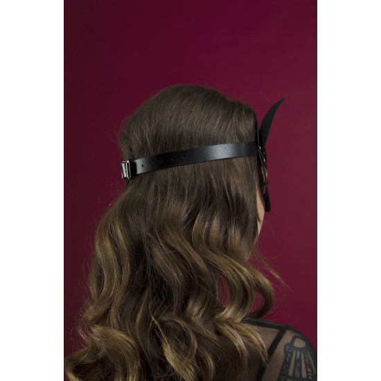Маска кішечки з натуральної шкіри, чорна Feral Feelings Catwoman Mask Black
