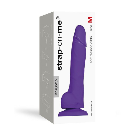 Реалістичний фалоімітатор, довжина 18 см, діаметр 3,8 см, фіолетовий - Strap-On-Me Soft Realistic Dildo Violet, M
