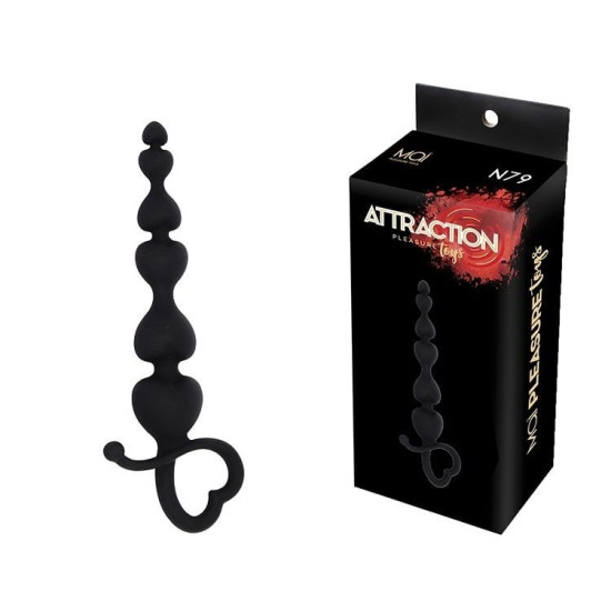 Анальне намисто, довжина 18 см, діаметр 3,1 см, чорне MAI Attraction Toys №79 Black