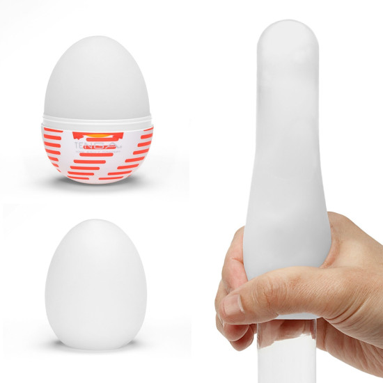 Мастурбатор-яйце з поздовжніми лініями Tenga Egg Tube
