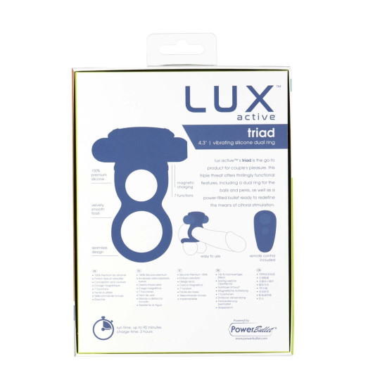 Двойное эрекционное кольцо с вибропулей и пультом ДУ Lux Active Triad – Vibrating Dual Cock Ring