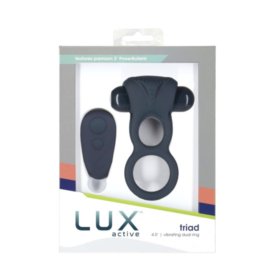 Двойное эрекционное кольцо с вибропулей и пультом ДУ Lux Active Triad – Vibrating Dual Cock Ring