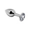 Металлическая анальная пробка с кристаллом, диаметр 3,4 см, длина 8 см Alive Mini Metal Butt Plug White, M