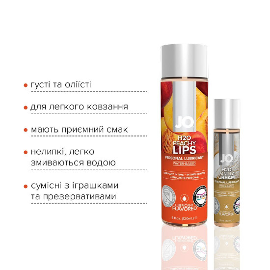 Комплект вкусовых лубрикантов (ваниль и персик) JO GWP Peaches & Cream, 120 ml + 30 ml