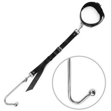 Анальный крюк с ошейником из натуральной кожи, чёрный Art of Sex Anal Hook