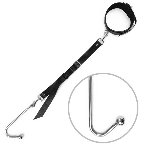 Анальный крюк с ошейником из натуральной кожи, чёрный Art of Sex Anal Hook