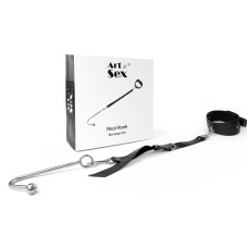 Анальный крюк с ошейником из натуральной кожи, чёрный Art of Sex Anal Hook