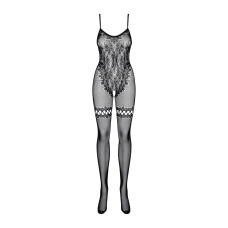 Бодістокінг з імітацією мереживного боді та гумки для панчіх Obsessive Bodystocking F213, XL/XXL