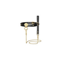 Розкішний шкіряний нашийник з повідцем, чорний Zalo Collar & Leash Set Black