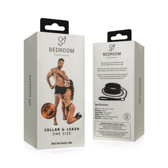 Нашийник із повідцем, чорний Bedroom Fantasies Collar & Leash