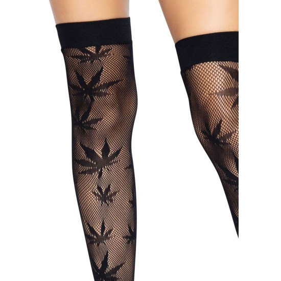 Панчохи з малюнком, чорні Leg Avenue 420 Net Thigh Highs Black