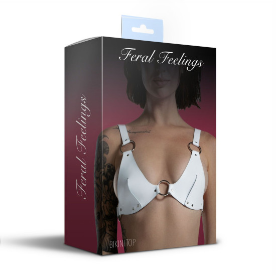 Классический лиф из натуральной кожи, белый Feral Feelings White Bikini Top