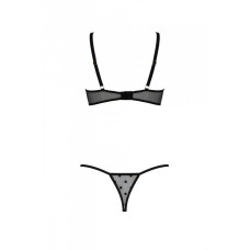 Еротичний комплект з відкритими чашками, чорний Passion Marina Set With Open Bra Black, XXL/XXXL
