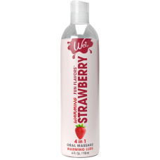 Зігріваючий лубрикант на водній основі зі смаком полуниці Wet Warming Strawberry 4 in 1, 118 ml