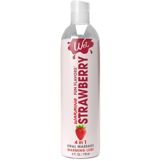 Согревающий лубрикант на водной основе со вкусом клубники Wet Warming Strawberry 4 in 1, 118 ml