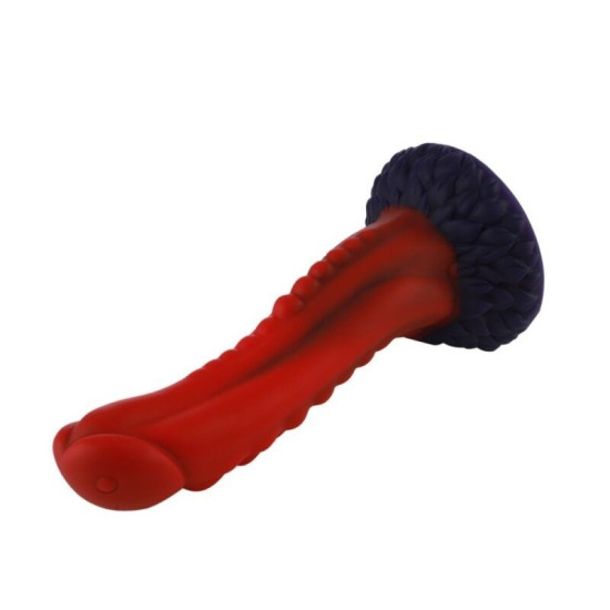 Силіконовий фалоімітатор довжини 21,2 см, червоний Hismith Curved Silicone Dildo Red Monster Series, 8.35»