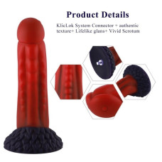 Силіконовий фалоімітатор довжини 21,2 см, червоний Hismith Curved Silicone Dildo Red Monster Series, 8.35»