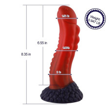 Силіконовий фалоімітатор довжини 21,2 см, червоний Hismith Curved Silicone Dildo Red Monster Series, 8.35»