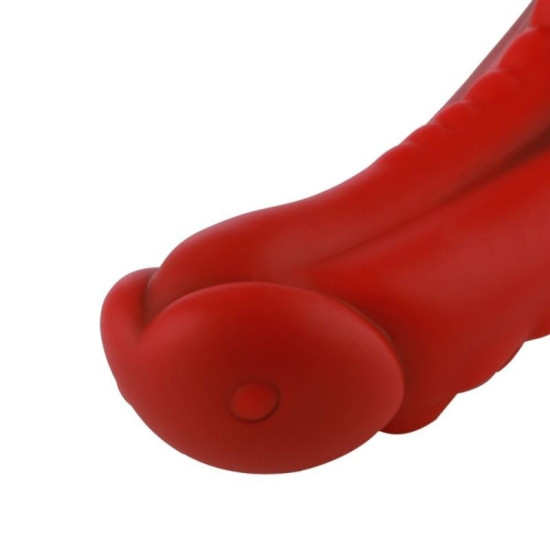 Силіконовий фалоімітатор довжини 21,2 см, червоний Hismith Curved Silicone Dildo Red Monster Series, 8.35»