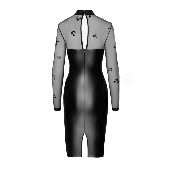 Сукня міді з мокрим ефектом і флокованою сіткою Noir Handmade F310 Sublime Wetlook and Flocked Mesh Midi Dress, 3XL