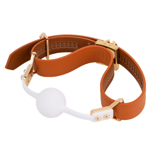 Шкіряний кляп з двома насадками, коричневий Lockink Ball-Gag & Gag-Bite Set Brown