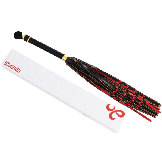 Флоггер с плетеным хвостом, красно-черный Lockink Sevanda Red & Black Braided Tail Flogger