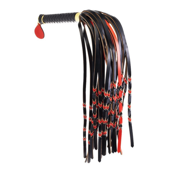 Флоггер с плетеным хвостом, красно-черный Lockink Sevanda Red & Black Braided Tail Flogger