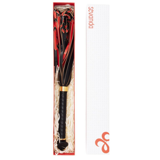 Флоггер с плетеным хвостом, красно-черный Lockink Sevanda Red & Black Braided Tail Flogger