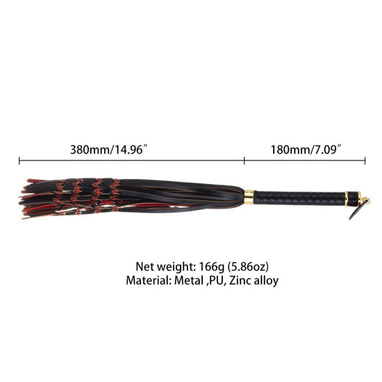 Флоггер с плетеным хвостом, красно-черный Lockink Sevanda Red & Black Braided Tail Flogger