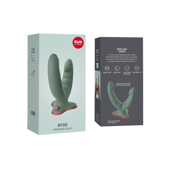 Подвійний фалоімітатор з гнучкими стволами і присоскою, оливковий Fun Factory Ryde Wild Olive