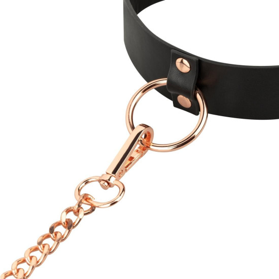 Ошейник с поводком, черный Rosy Gold Collar with Leash Black