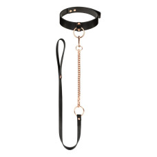 Ошейник с поводком, черный Rosy Gold Collar with Leash Black