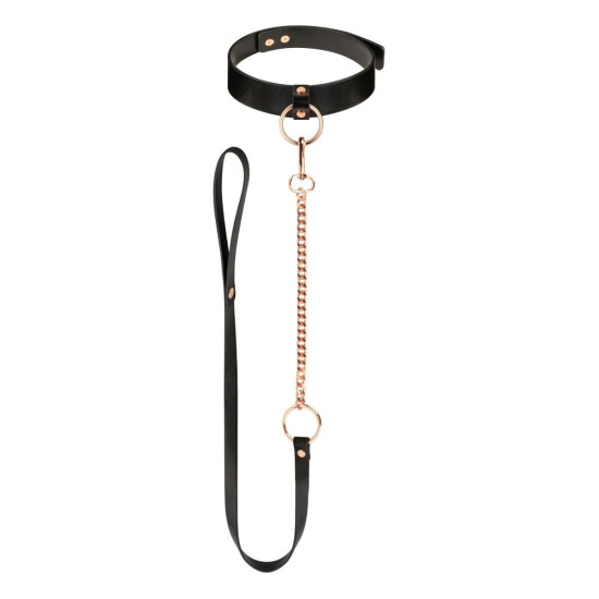 Ошейник с поводком, черный Rosy Gold Collar with Leash Black