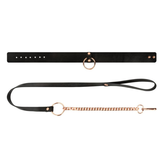 Ошейник с поводком, черный Rosy Gold Collar with Leash Black