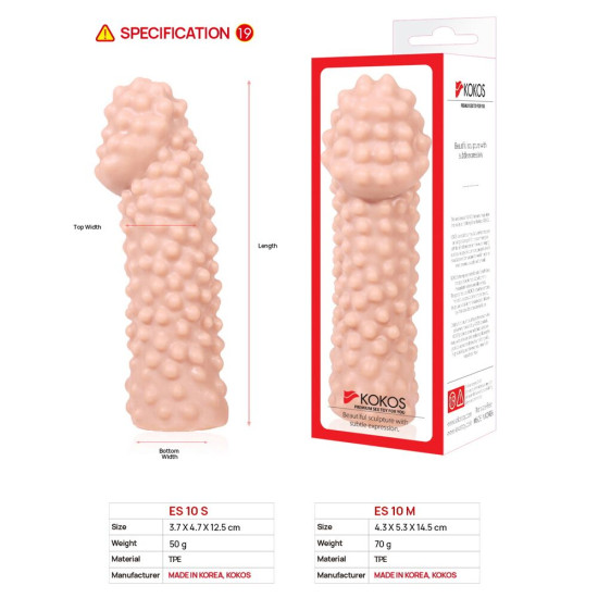 Потовщуюча насадка на член, зі стимулюючим рельєфом Kokos Extreme Sleeve ES.10, S