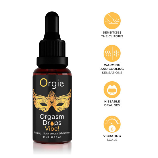 Збуджуючі краплі для клітора Orgie Orgasm Drops Vibe!, 15 ml
