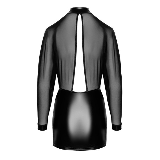 Платье с тюлем, черное Noir Handmade F348 Powerwetlook and Tulle Dress, 5XL