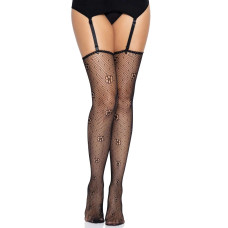Панчохи у сіточку з горошком, чорні Leg Avenue Daisy Dot Fishnet Stockings Black, One Size