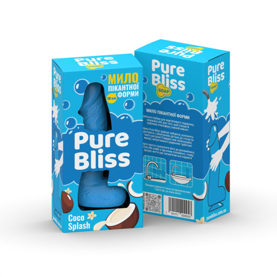 Ароматное мыло в форме члена с ароматом кокосового молока Pure Bliss Blue Coco Splash, 15 cm